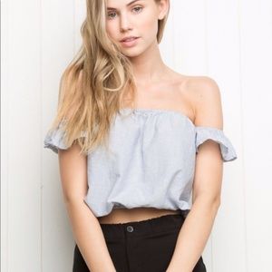 Brandy Melville Beccah Striped Off Shoulder top